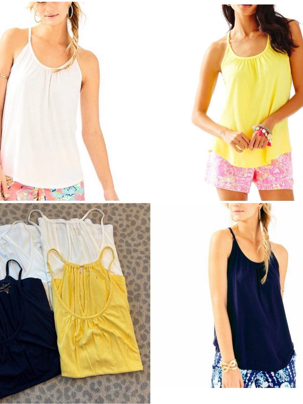 Lilly Pulitzer Lacy Camisole Tank Tops — White, Navy, Yellow